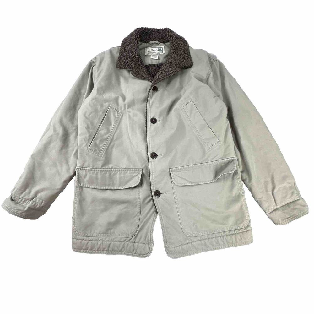 Vtg LL Bean Chore Field Barn Cotton Lined Corduroy Cuff Coat Jacket Mens M